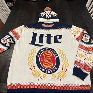 Men's Sweater - White and Blue